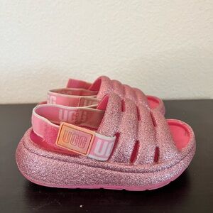UGG Kids Pink Glitter Slide Sandals